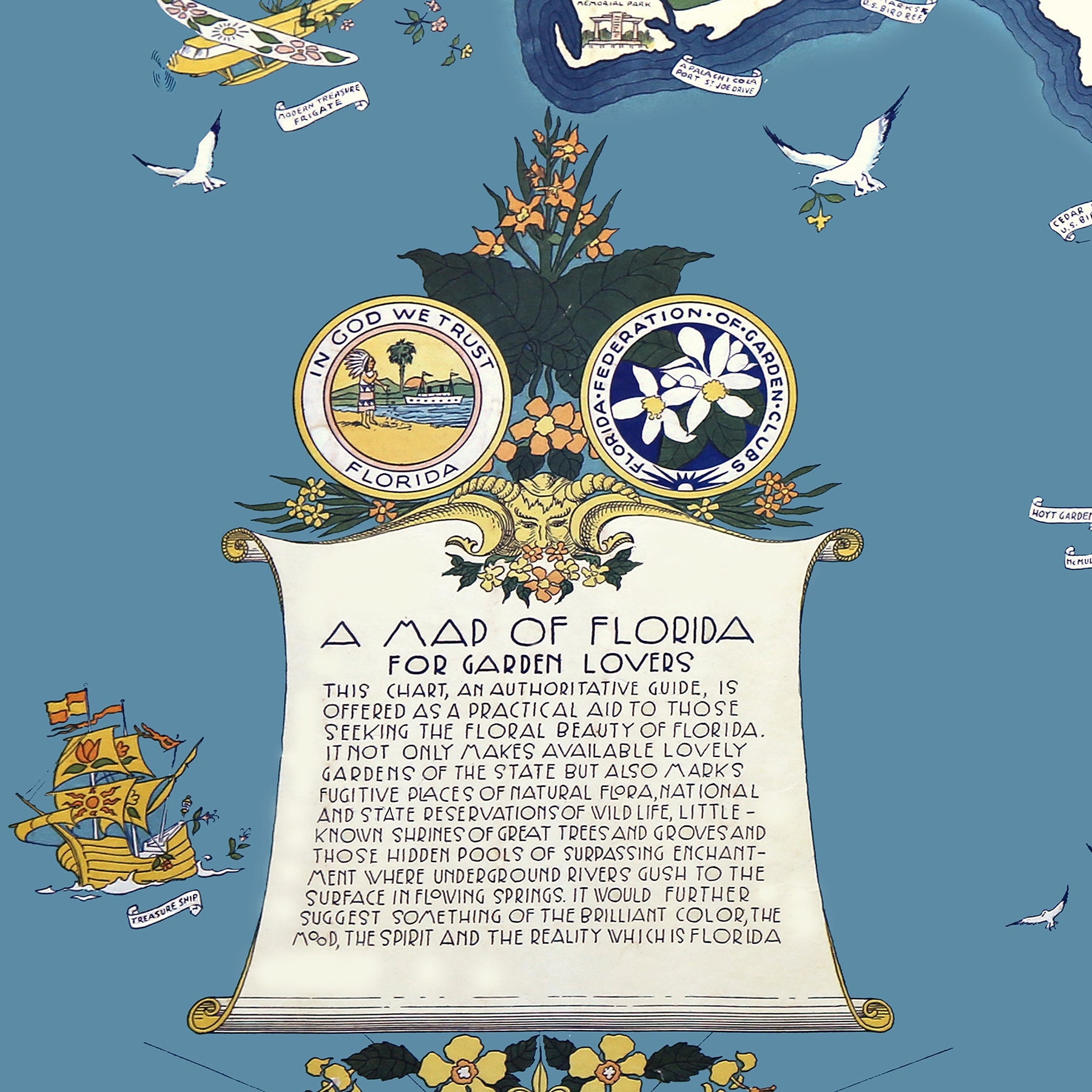 Florida Map Gifts | Vintage Coastal Home Decor Ideas, image size:2123x1412