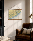 Charleston to Edisto, South Carolina Nautical Chart Canvas Wall Scroll