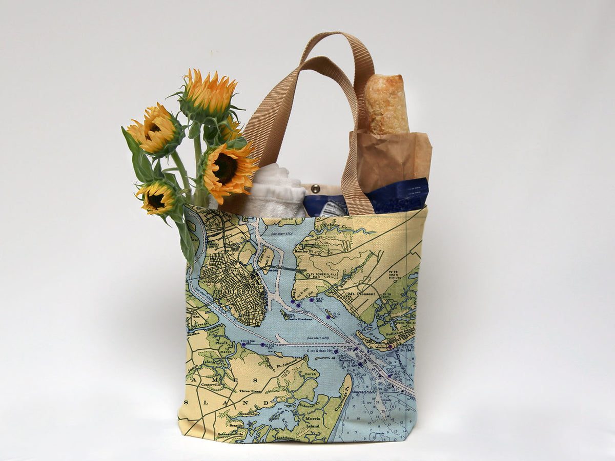 Charleston Nautical Chart Tote Maritime Tribes USA