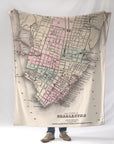 Charleston, SC Vintage 1886 Map Blanket