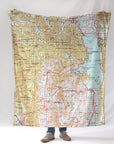 Flathead Lake, Big Fork, MT Vintage Topo Map Blanket
