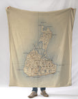 Block Island, RI - Antique Map Blanket