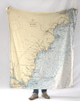 Biddeford ME Vintage Nautical Chart Blanket