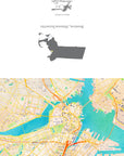 Boston, MA Watercolor Map Notecard, Pack of 24 Notecards