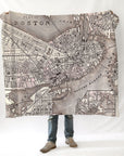 Boston, MA Antique Plan Vintage 1879 Map Blanket