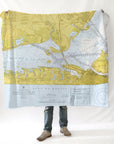 West Galveston Bay, TX Vintage Nautical Chart Blanket