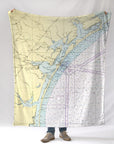 Rockport TX Vintage Nautical Chart Blanket