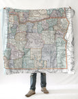 Oregon State Vintage Map Blanket