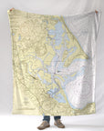 Plymouth & Duxbury MAHarbor Vintage Nautical Chart - WITH LOGO Blanket
