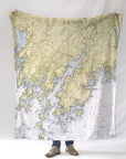 Tenant's Harbor w/Thomaston, ME Vintage Nautical Chart Blanket