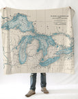 Great Lakes Vintage Map Blanket