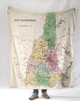New Hampshire State VIntage Map Blanket