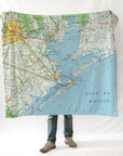 Houston - Galveston TX Vintage Topo Map Blanket