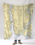 Groton, New London, Thames River, CT Nautical Chart Blanket