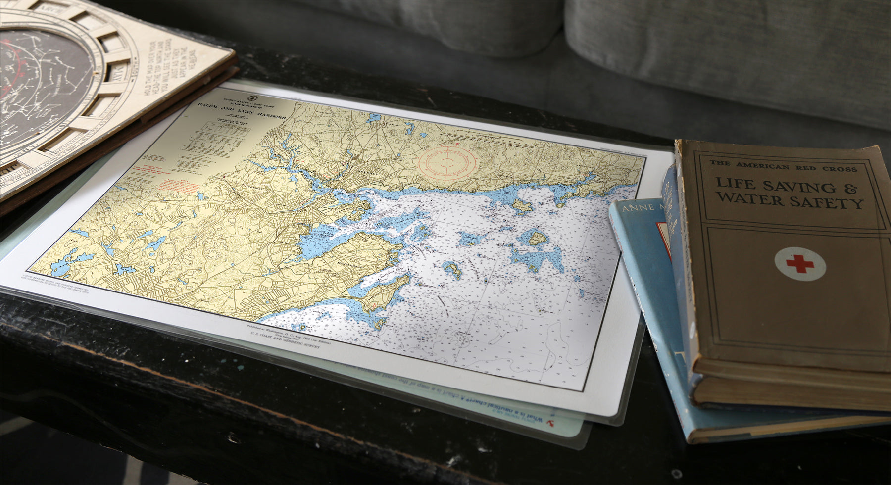 Marblehead & Salem Harbors MA Nautical Chart Placemats, set of 4 (Copy)