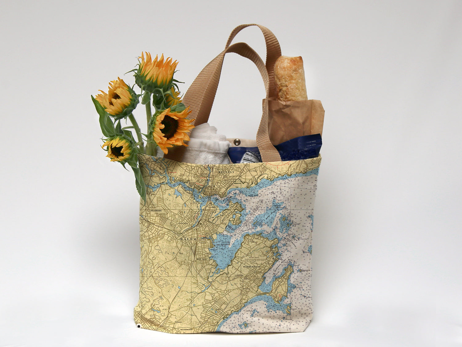 Marblehead MA Nautical Chart Tote Maritime Tribes USA