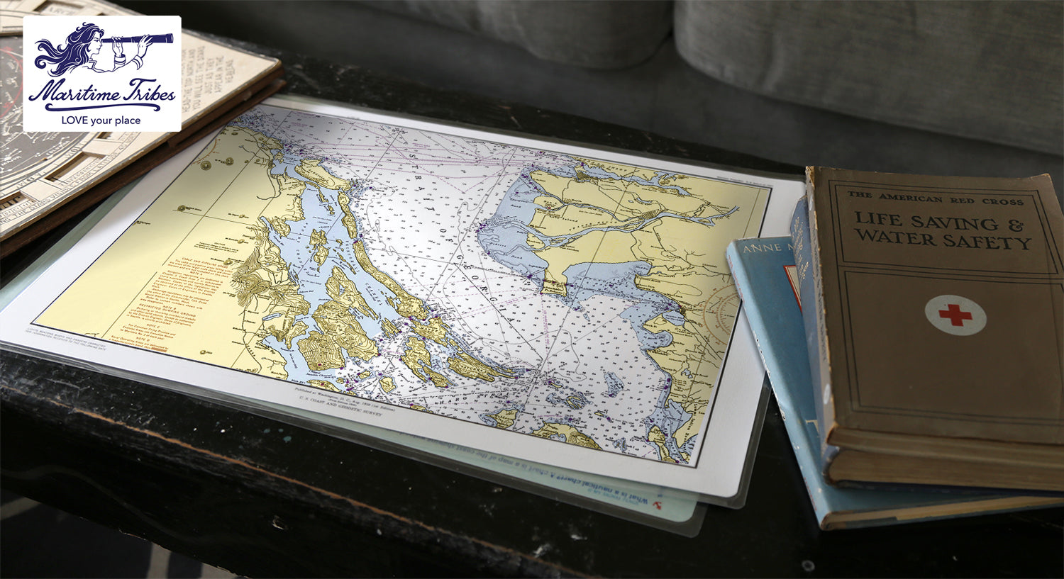 Vancouver & Salt Spring Isl. Nautical Chart Placemats, set of 4