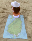 St Lucia, Caribbean, Nautical Chart Quick-Dry Towel