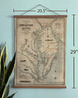 Antique Chesapeake Bay Civil War Era Map Canvas Wall Scroll - Maritime Tribes USAScroll
