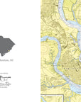 Charleston, South Carolina, Nautical Chart Notecard, Pack of 24 Notecards - Maritime Tribes USANotecard
