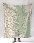 Chesapeake Bay Vintage Map Blanket - Maritime Tribes USABlanket