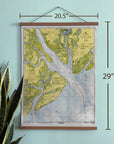 Hilton Head, South Carolina Vintage Map Canvas Wall Scroll | Coastal SC Wall Art - Maritime Tribes USAScroll