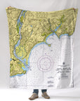 Milford/Stratford/Devon CT Nautical Chart Blanket - Maritime Tribes USABlanket