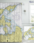 Southold, North Fork, NY Nautical Chart Shower Curtain - Maritime Tribes USAShower Curtain