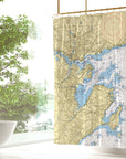 Salem & Marblehead Harbors MA Nautical Chart Shower Curtain