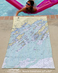 Casco Bay, ME Nautical Chart Quick Dry Towel