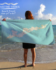 Fishers Island Modern Wave Map Quick Dry Towel