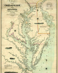 Antique Chesapeake Bay Civil War Era Map Canvas Wall Scroll - Maritime Tribes USAScroll