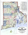 Rhode Island State Vintage Map, Earthy Tones Scroll
