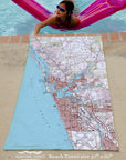 Venice, FL Topo Map Quick Dry Towel - Maritime Tribes USATowel