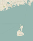 Coastal RI & Block Island, Sea Glass Map Shower Curtain