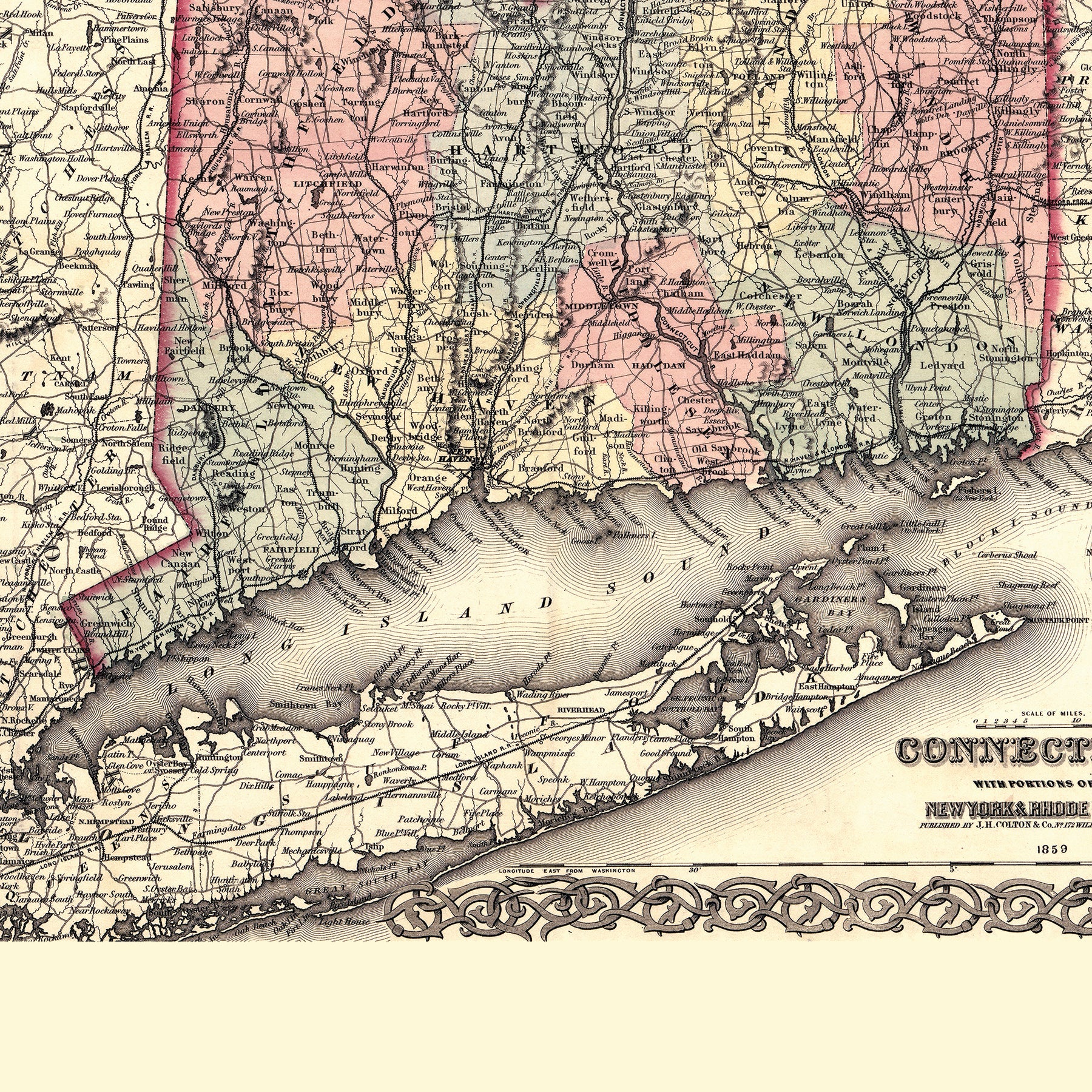 Vintage Connecticut State Map
