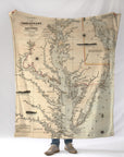 Chesapeake Bay Antique Map Blanket