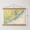 Charleston to Edisto, South Carolina Nautical Chart Canvas Wall Scroll