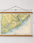 Charleston to Edisto, South Carolina Nautical Chart Canvas Wall Scroll
