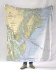 Jekyll & St Simons Island, GA.Nautical Chart Blanket