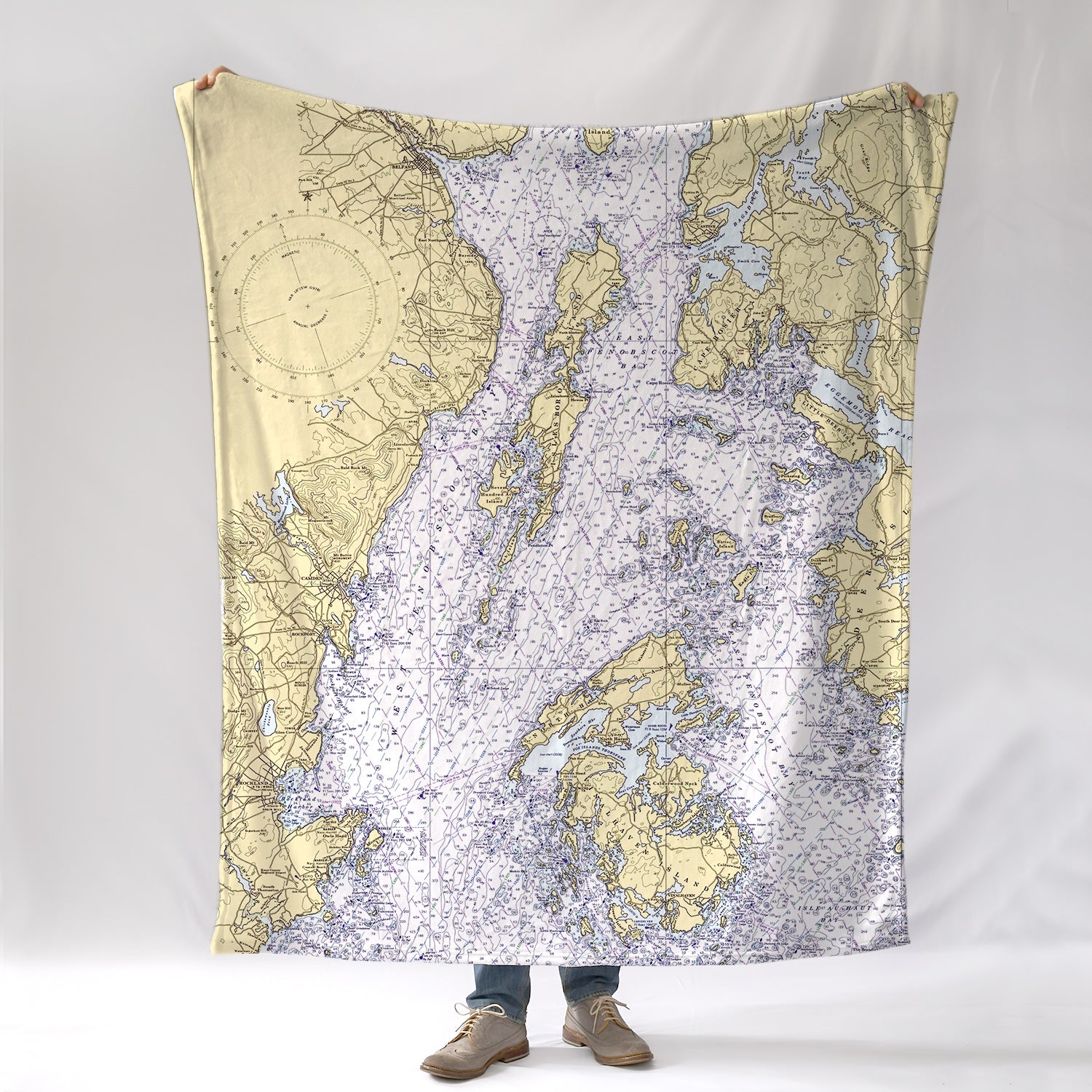 Islesboro, ME.Nautical Chart Blanket