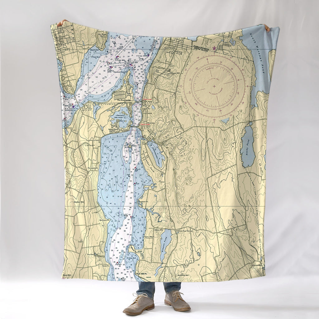 Tiverton, RI Nautical Chart Blanket