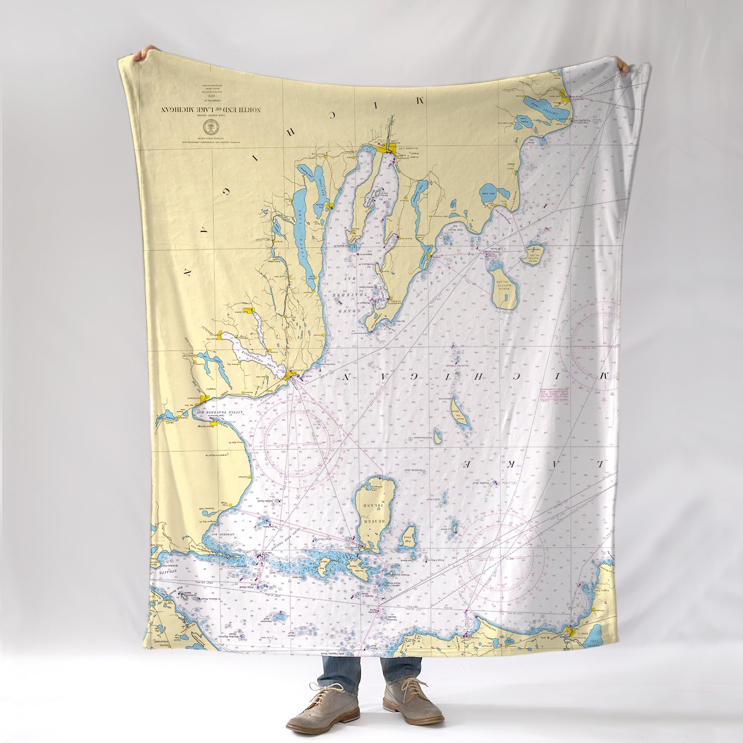 North End of Lake Michigan, Nautical Chart Blanket