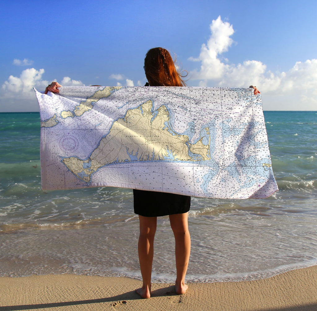 Martha's Vineyard Nautical Chart Quick Dry Towel