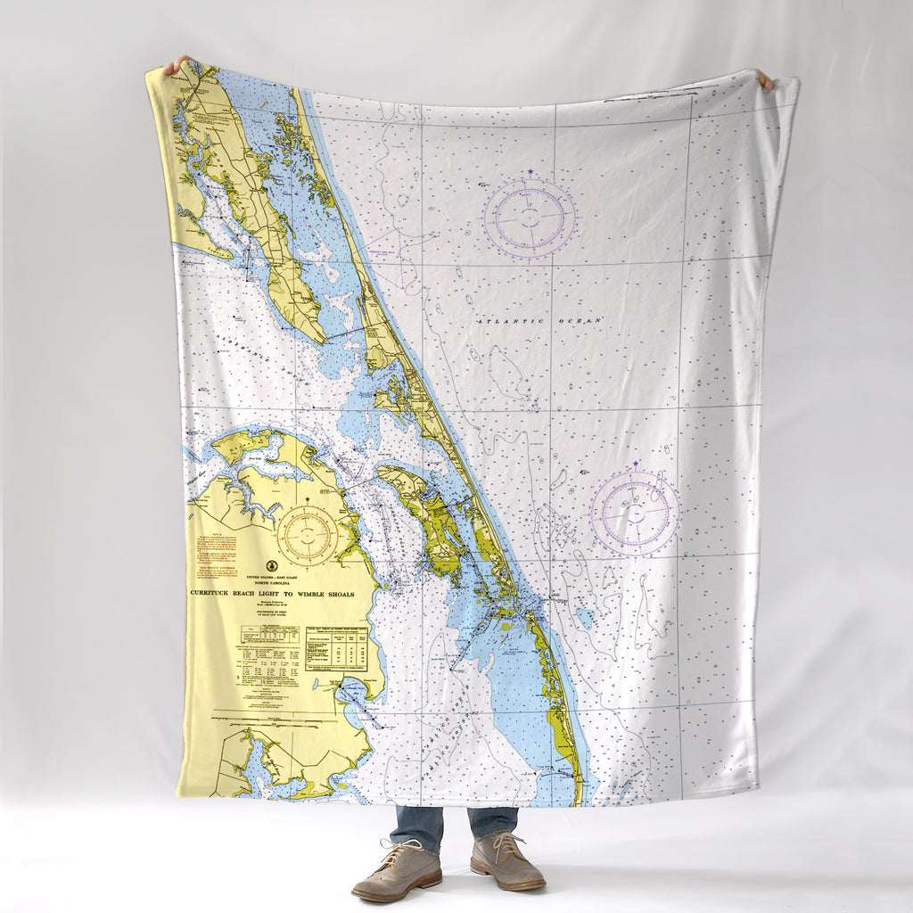 Corolla to Rodanthe (The Outerbanks), Vintage Chart Blanket