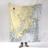 Owls Head Maine Nautical Chart Blanket