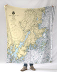 Owls Head Maine Nautical Chart Blanket