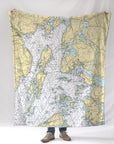 Castine ME Nautical Chart Blanket