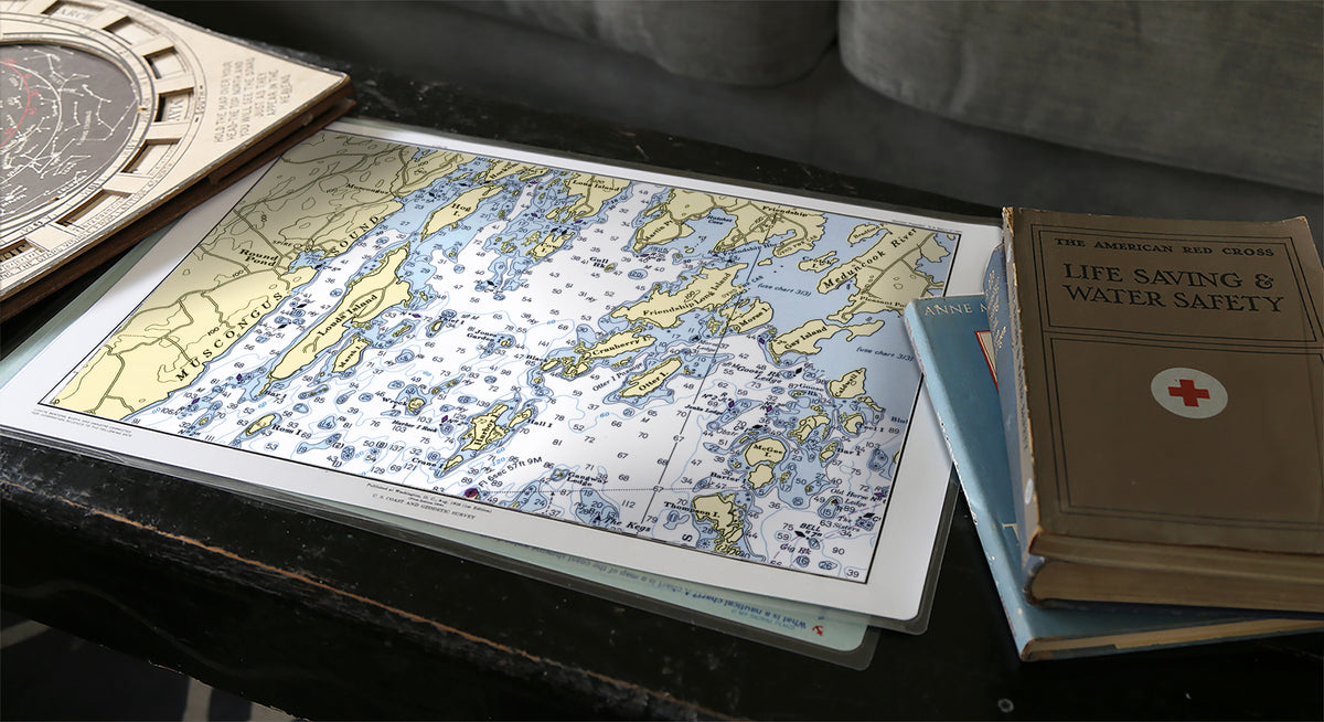 Round Pond, ME Nautical Chart Placemat
