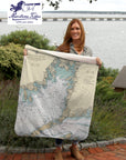Woods Hole - Falmouth Vintage Nautical Chart Baby Blanket